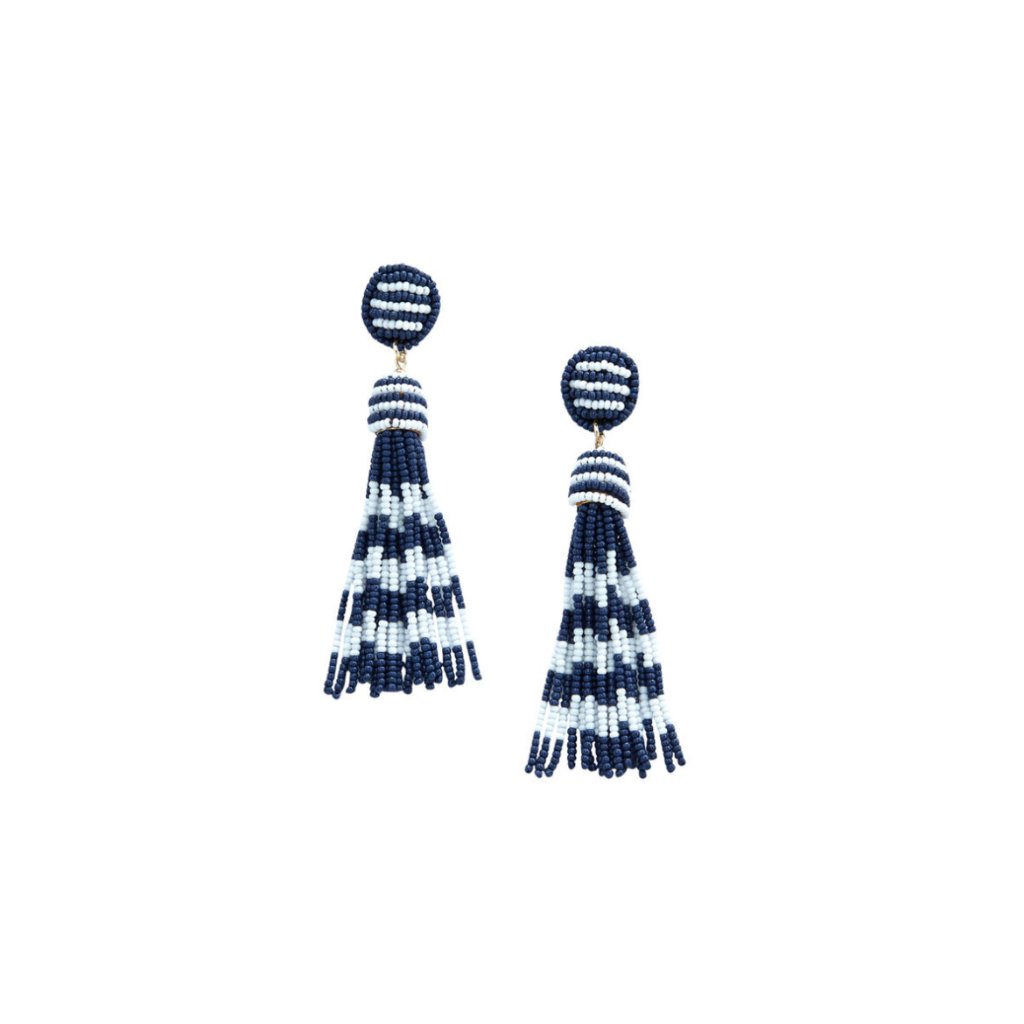 Nwt Vineyard Vines Nautical Stripe Beaded Tassel Earrings